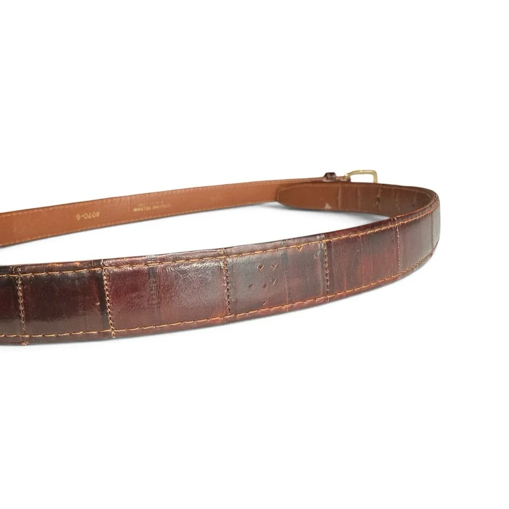 Vintage Genuine EEL SKIN Belt Brown Cognac Red Size 36 Made in Korea
